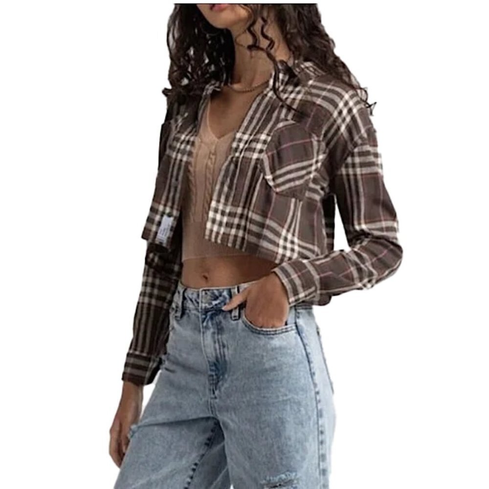 ❤️ RSQ Womens Crop Flannel Shirt
Large
